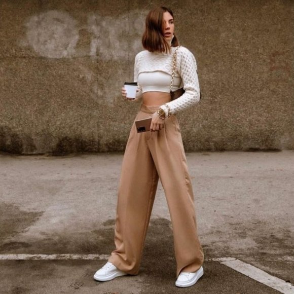 Zara Cable Knit Arm Warmer Scarf Sweater - Picture 8 of 16